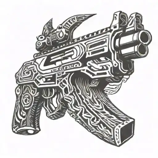 devil shooting ak 47 tattoo design idea