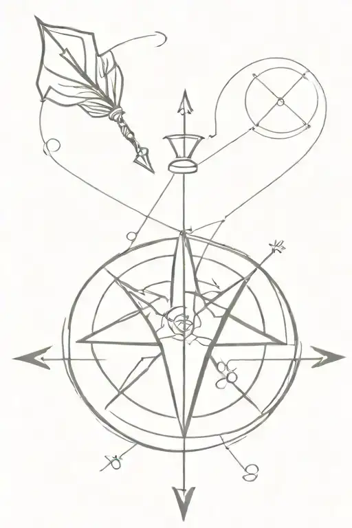 compass with an arrow through it tattoo design idea