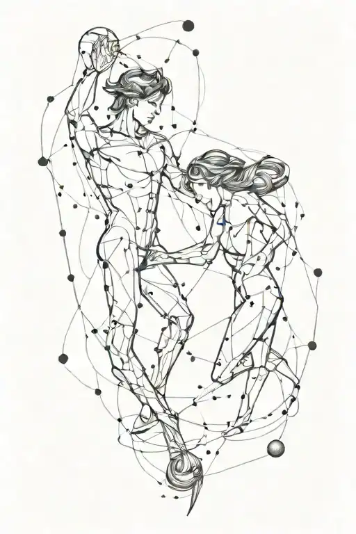 Gemini constellation intertwined tattoo design idea
