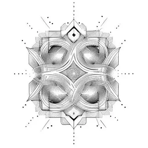 tatuagem com detalhes e formas geométricas e abstratas, que tenha como referência jesus cristo tattoo design idea