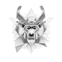 tatuagem com detalhes e formas geométricas e abstratas, que tenha como referência jesus cristo tattoo design idea