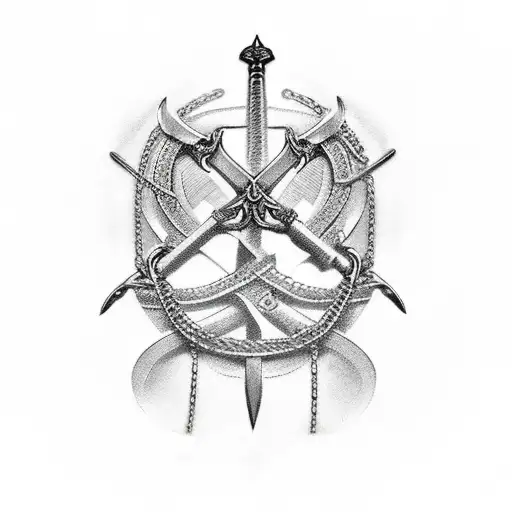 sword and chains tattoo design idea