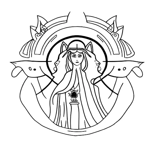 goddess freya with cats tattoo design idea