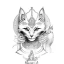 goddess freya with cats tattoo design idea