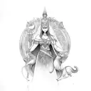 goddess freya with cats tattoo design idea