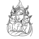 goddess freya with cats tattoo design idea