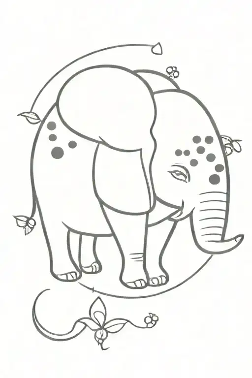 eleephant with a ladybug flying tattoo design idea