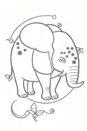 eleephant with a ladybug flying tattoo design idea