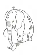 eleephant with a ladybug flying tattoo design idea