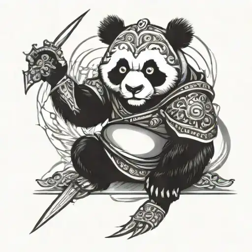 Panda samurai Japanese style tattoo design featuring tattoo design idea