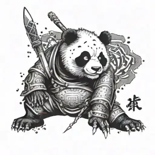 Panda samurai Japanese style tattoo tattoo design idea