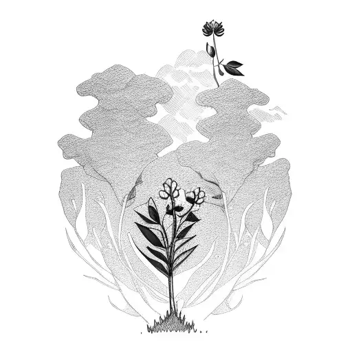 Clover growing out of willow tree  tattoo design idea