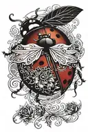 Ladybug flying tattoo design idea