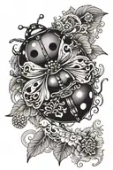 Ladybug flying tattoo design idea