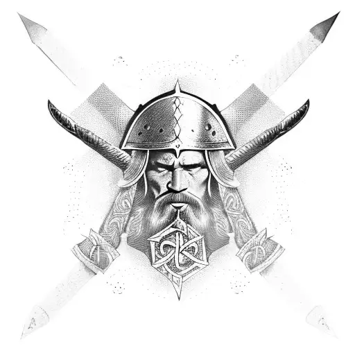 Viking pattern with sword tattoo design idea