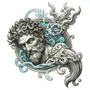 GREEK GOD WATER IN ALCHEMY tattoo design idea