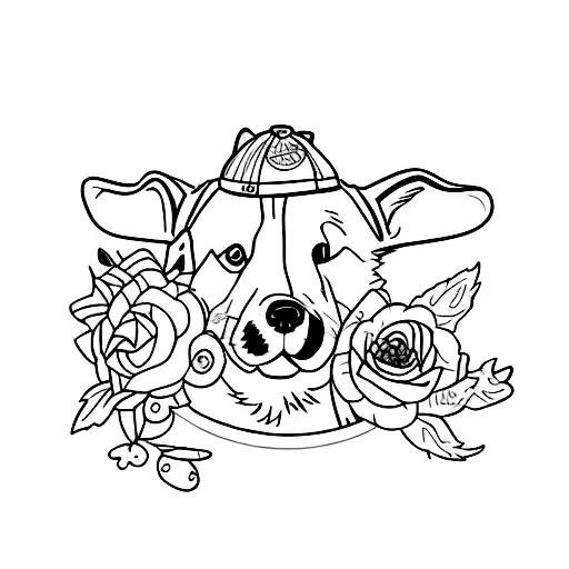 corgi and tabby tattoo design idea