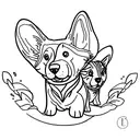 corgi and tabby tattoo design idea