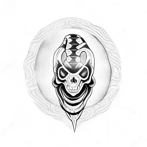 snake skull and knife  tattoo design idea