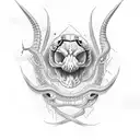 snake skull and knife  tattoo design idea