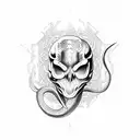 snake skull and knife  tattoo design idea