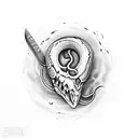 snake skull and knife  tattoo design idea