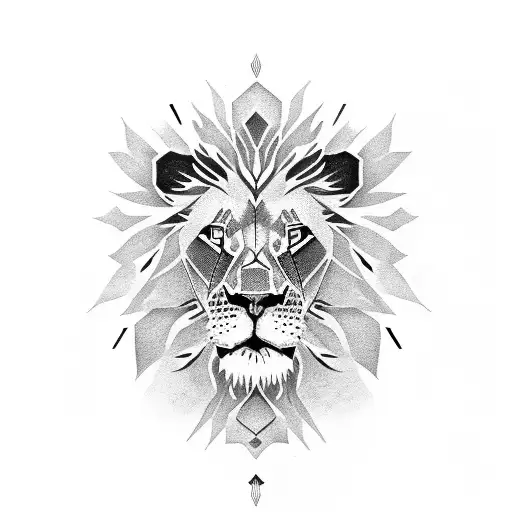 lion face with blue eyes tattoo design idea