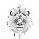 lion face with blue eyes tattoo design idea