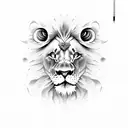 lion face with blue eyes tattoo design idea