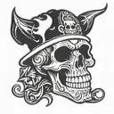 skull with jester hat tattoo design idea
