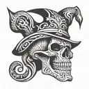 skull with jester hat tattoo design idea