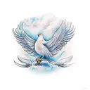 An image containing a scarf, dove, leopard, bird, god, demonstrating strength, love, and family. tattoo design idea