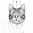 Cat and wine tattoo design idea