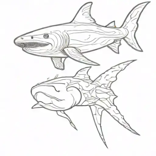 aerial nurse shark silhouette tattoo design idea
