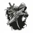 grim reaper holding a gun tattoo design idea