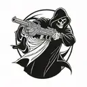 grim reaper holding a gun tattoo design idea