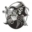 grim reaper holding a gun tattoo design idea