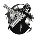 grim reaper holding a gun tattoo design idea