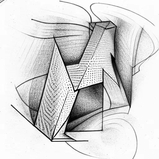 letter B sign abstract geometric 3d illusion tattoo design idea