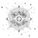 A celestial-themed tattoo featuring a constellation of your favorite star sign intertwined with musical notes tattoo design idea