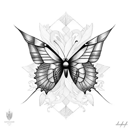 butterflies around a sword tattoo design idea