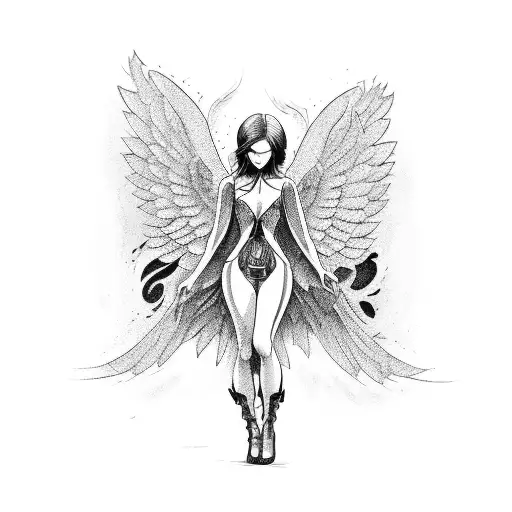fallen angel tattoo design idea