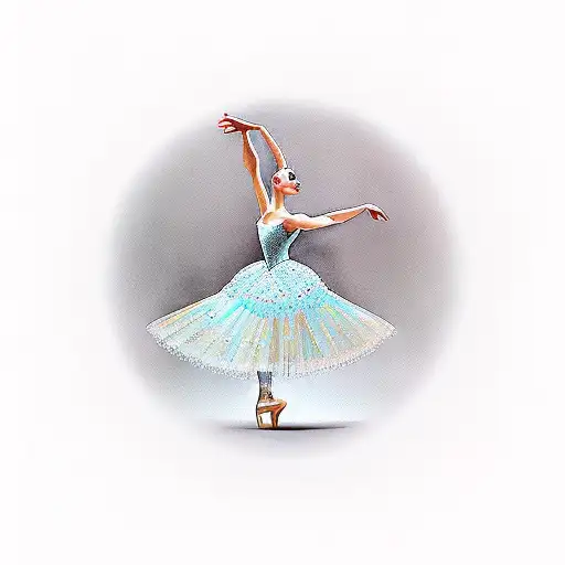 The ballerina tries on a dress in front of the mirror tattoo design idea