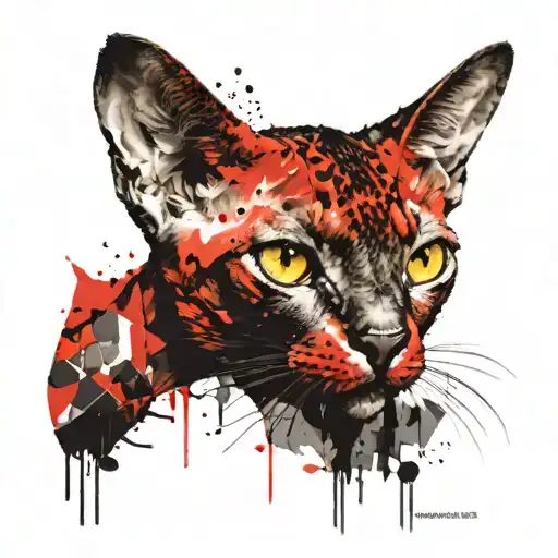 devon rex cat face tattoo design idea