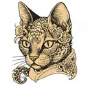 devon rex cat face tattoo design idea