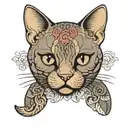 devon rex cat face tattoo design idea