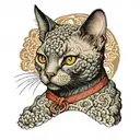 devon rex cat face tattoo design idea