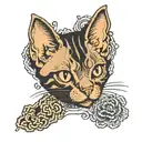 devon rex cat face tattoo design idea