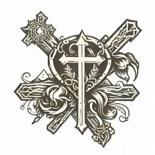 the cross anchors the heart and from the cross goes the light tattoo design idea
