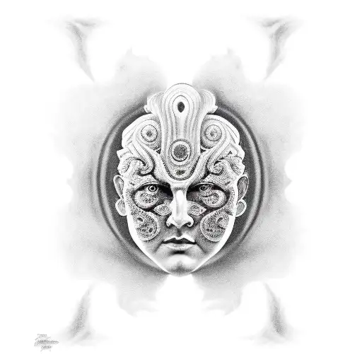 the two-faced God of past, present, and change, Janus. tattoo design idea